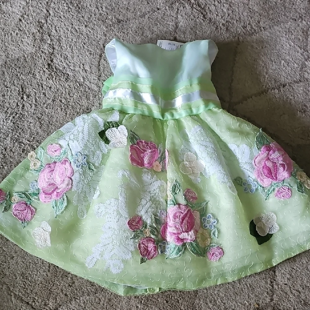 The Children's Place Mint Dress with Pink Floral Design And Bloomers